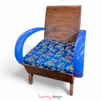 Wooden chair with blue armchair